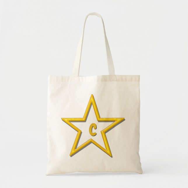 Tote Bag - Yellow Star with Initial (Front)