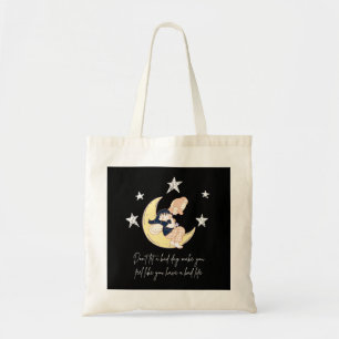 Tote Bags With Sleeping Girl On The Moon Pattern