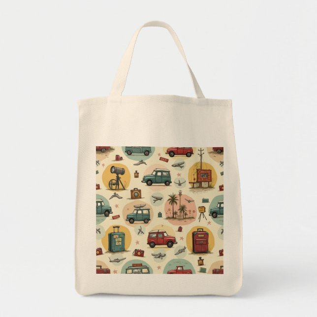 Tote Bags With Travel Pattern (Front)