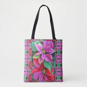 Tote - Pink & Red Poinsettias Bag
