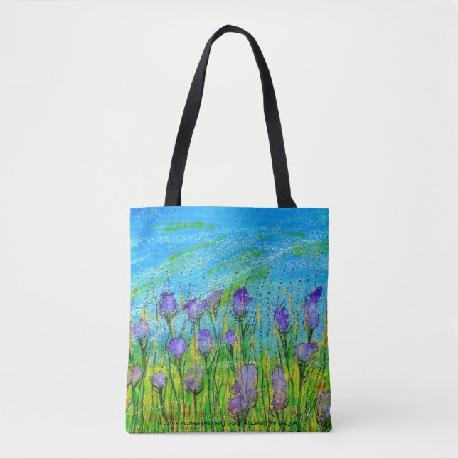 Tote Poster with handpainted watercolor of purple Bag (Front)