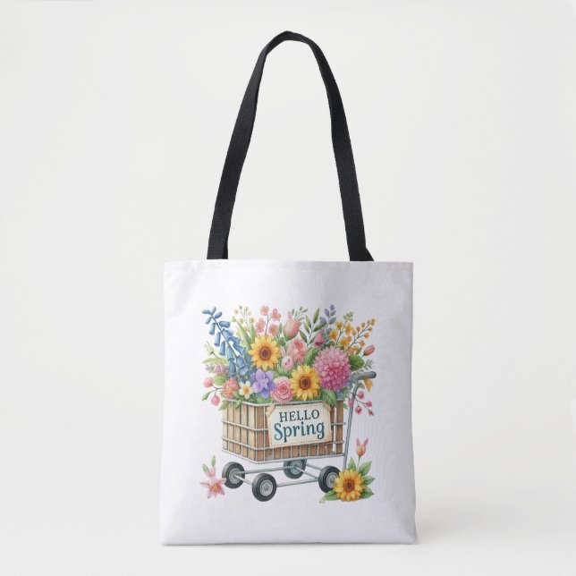 Tote-Spring Floral Wreath Tote Bag (Front)