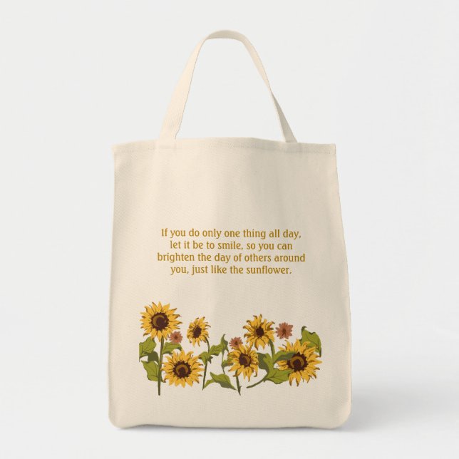 Tote - Sunflowers Smile Quote w/ editable text (Front)