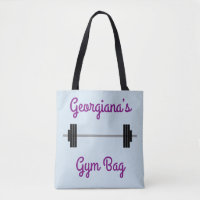 Tote With Barbell + Personalised Name + "Gym Bag"