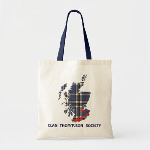 Tote with Clan Thom(P)son Society and tartan map Bag