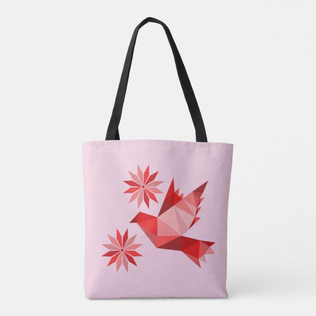Tote with creative bird with flower (Back)