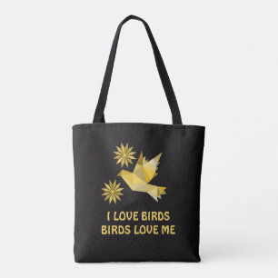 Tote with creative bird with flower bag