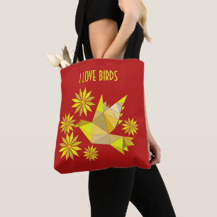 Tote with creative bird with flower bag