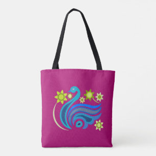 Tote with creative bird with flower bag