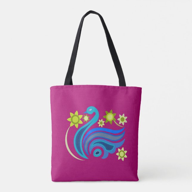 Tote with creative bird with flower bag (Back)
