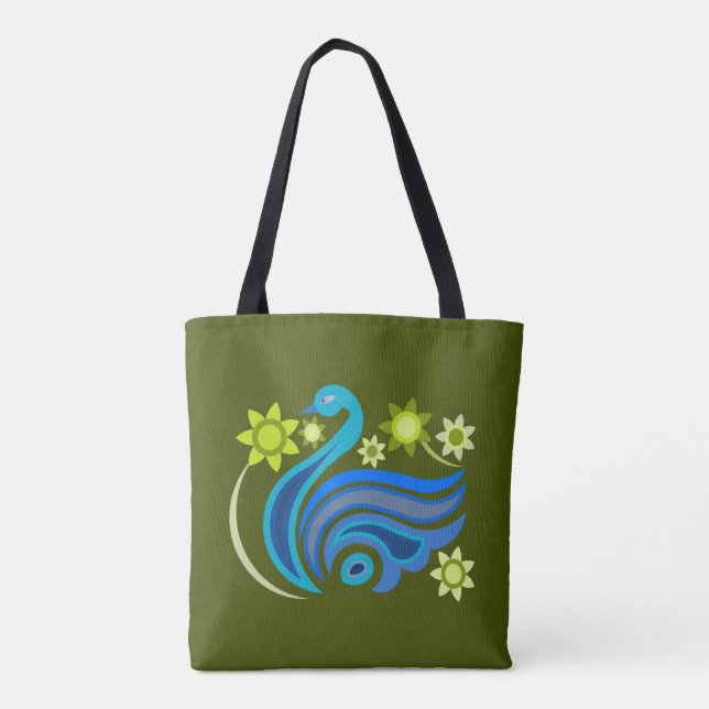 Tote with creative bird with flower bag (Back)