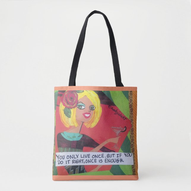 Totebag- you only live once but if you do it right tote bag (Front)