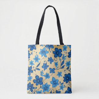 ToteElegant Blue Floral Tote Bag