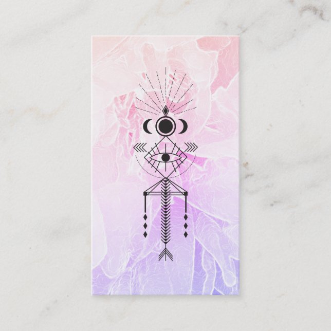 *~* Totem Eye Moon Floral Astrology Reiki Yoga Business Card (Front)