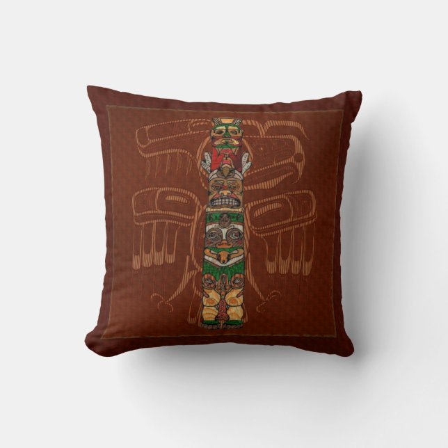 Totem Native American Folk Art Cushion (Front)