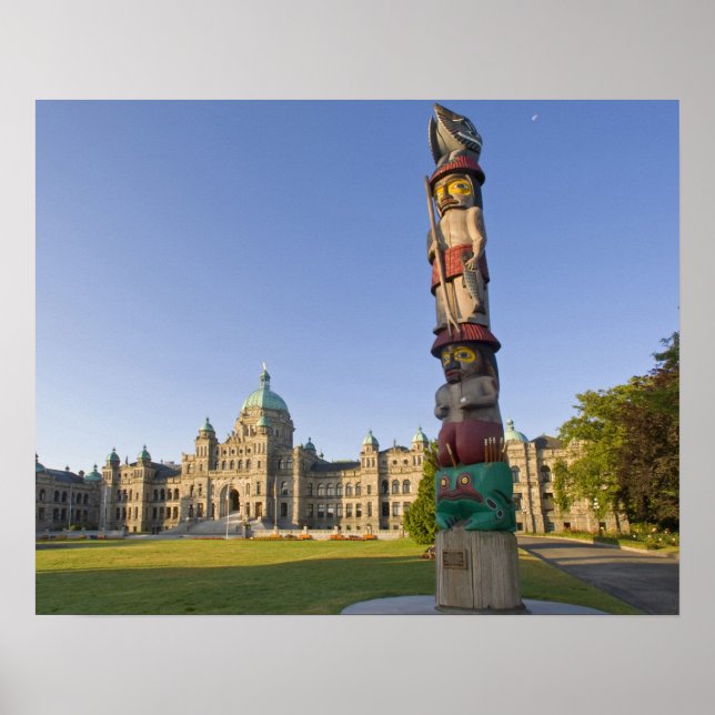 Totem pole at the Parliament building in Poster (Front)