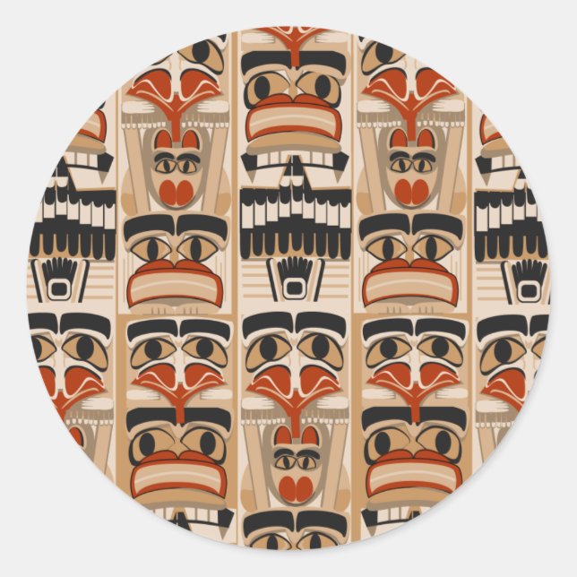 Totem Pole Classic Round Sticker (Front)