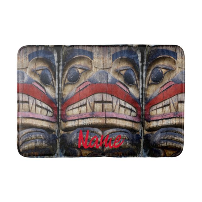 Totem Pole Face Thunder_Cove  Bath Mat (Front)