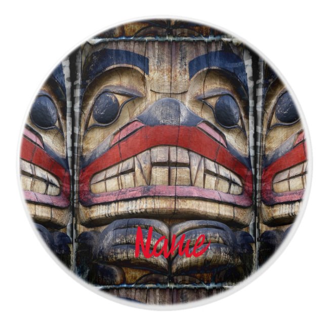 Totem Pole Face Thunder_Cove Ceramic Knob (Front)
