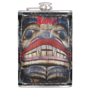 Totem Pole Face Thunder_Cove  Hip Flask