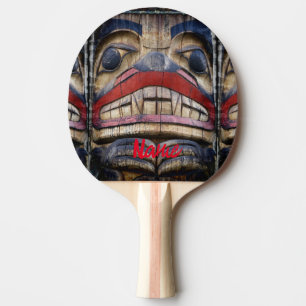 Totem Pole Face Thunder_Cove Ping Pong Paddle