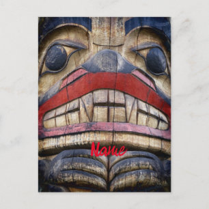 Totem Pole Face Thunder_Cove Postcard