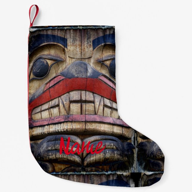 Totem Pole Face Thunder_Cove Small Christmas Stocking (Front)