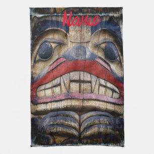 Totem Pole Face Thunder_Cove Tea Towel