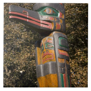 Totem pole in park in Ottawa, Ontario, Canada Tile