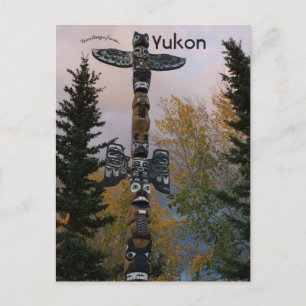 Totem Pole in Yukon Canada Postcard