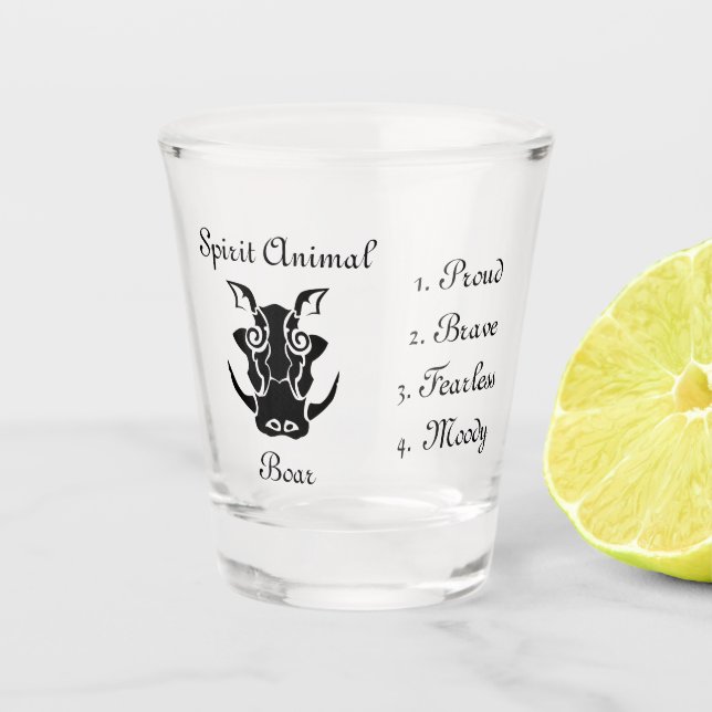 Totem Spirit Animal Tribal Boar Head  Shot Glass (Front)