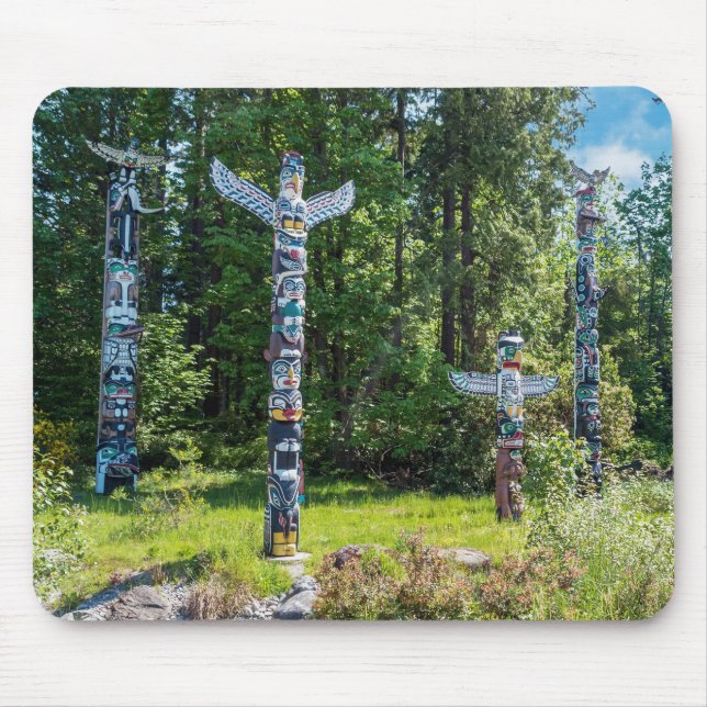 Totems in Stanley Park, Vancouver Canada Mouse Pad (Front)