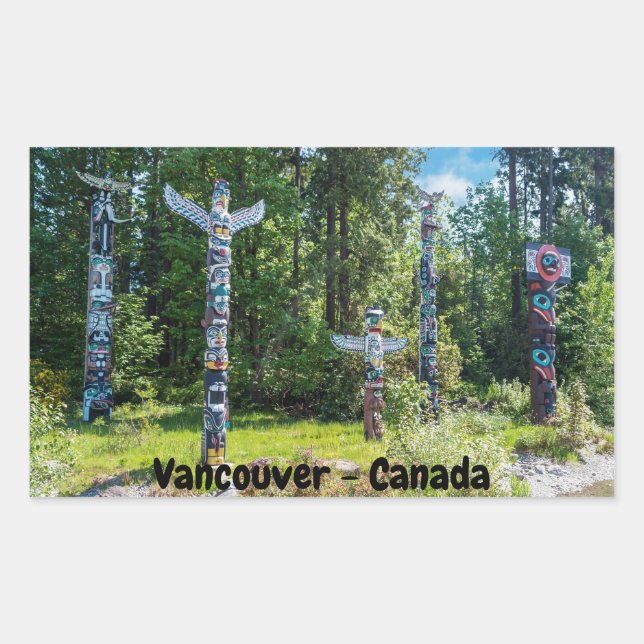 Totems in Stanley Park, Vancouver Canada Rectangular Sticker (Front)