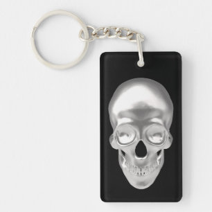 Totenkopf, Schädel silber 3D-Optik - Key Ring