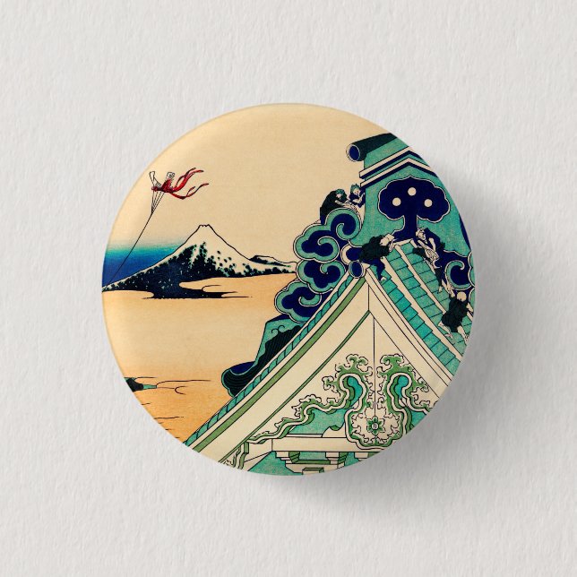 Toto Asakusa Honganji by Katsushika Hokusai 3 Cm Round Badge (Front)
