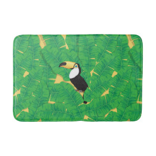 Toucan and banana leaves bath mat
