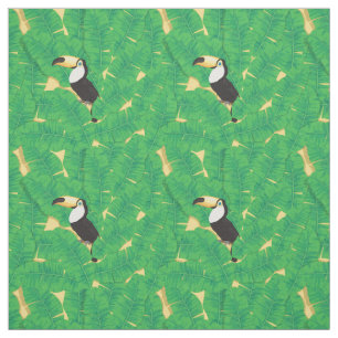 Toucan and banana leaves fabric