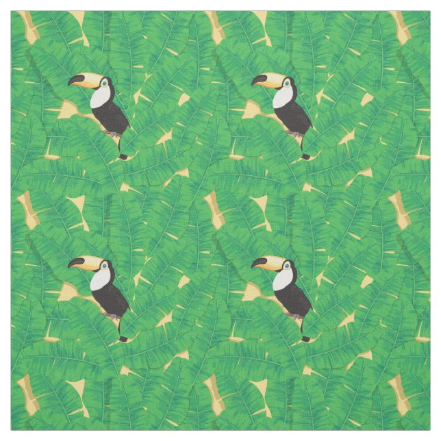Toucan and banana leaves fabric (Swatch)