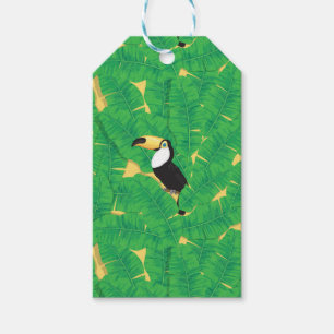Toucan and banana leaves gift tags