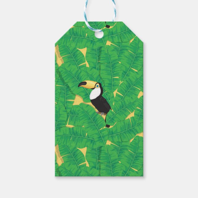 Toucan and banana leaves gift tags (Front)