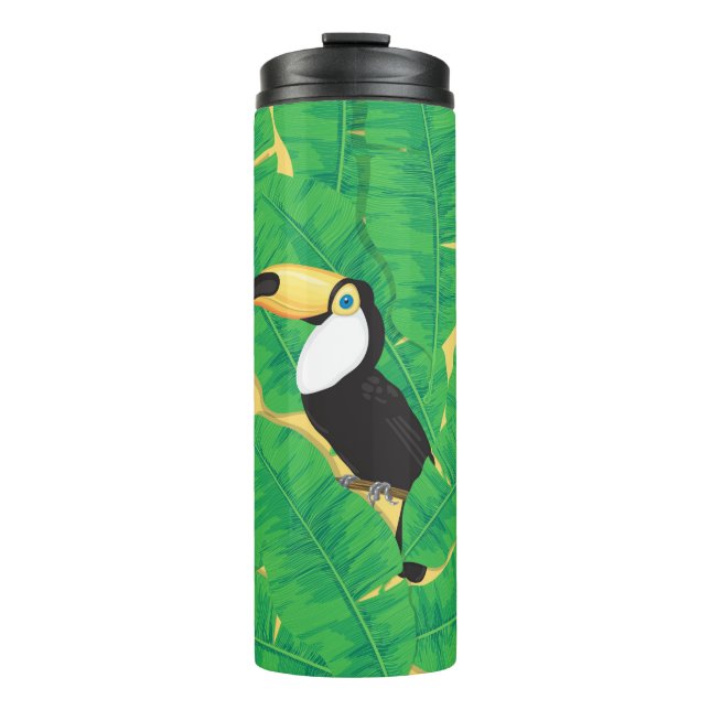 Toucan and banana leaves thermal tumbler (Front)