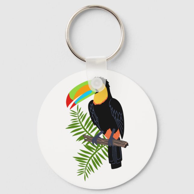 TOUCAN AND PALM LEAVES KEY RING (Front)