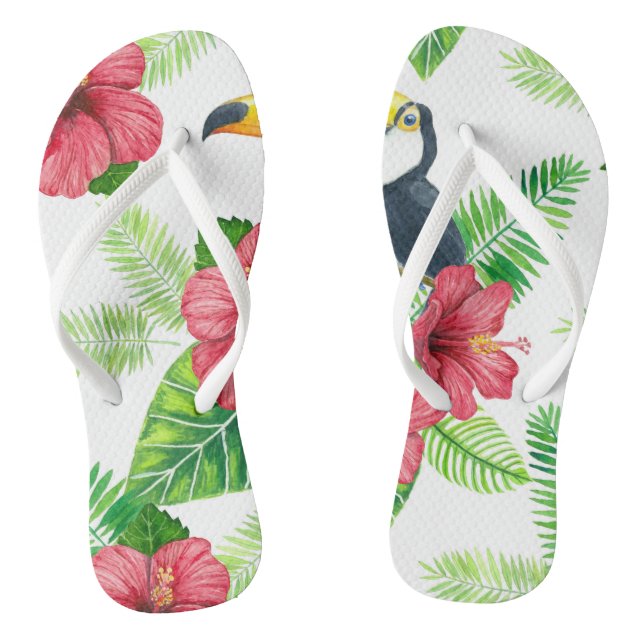 Toucan and tropical bouquet jandals (Footbed)