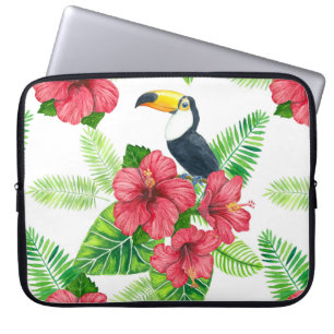 Toucan and tropical bouquet laptop sleeve