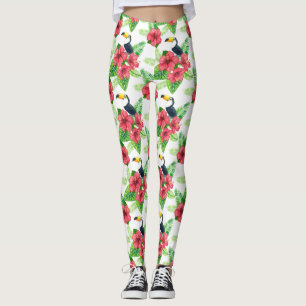 Toucan and tropical bouquet leggings