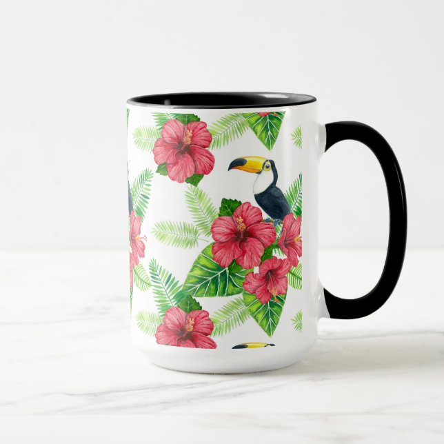 Toucan and tropical bouquet mug (Right)