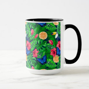 Toucan and tropical garden watercolor mug