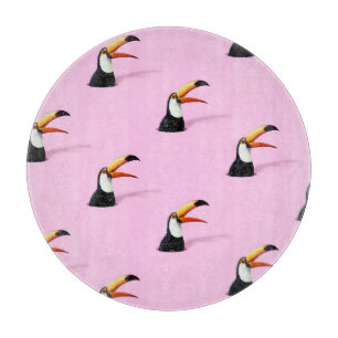 Toucan Announcement: Tropical Pink Paradise Cutting Board