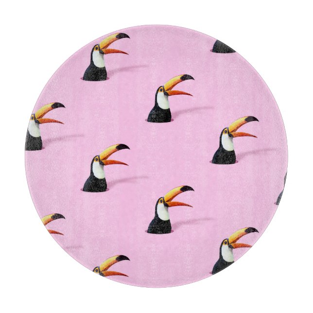 Toucan Announcement: Tropical Pink Paradise Cutting Board (Front)