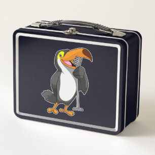 Toucan at Music with Microphone Metal Lunch Box